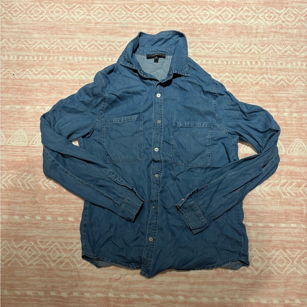 Lulu’s Daily Design Medium Wash Chambray Long Sleeve Shirt